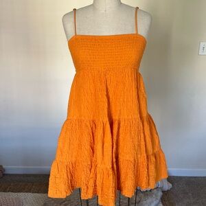 Zara Orange Textured Mini Dress Small